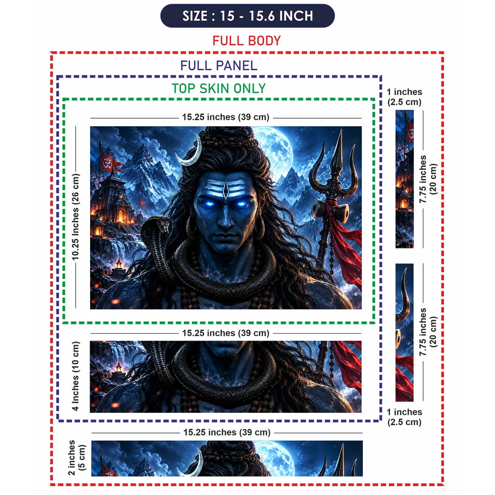 Shiva Beneath the Moonlit Mountains Laptop Skin - View 8