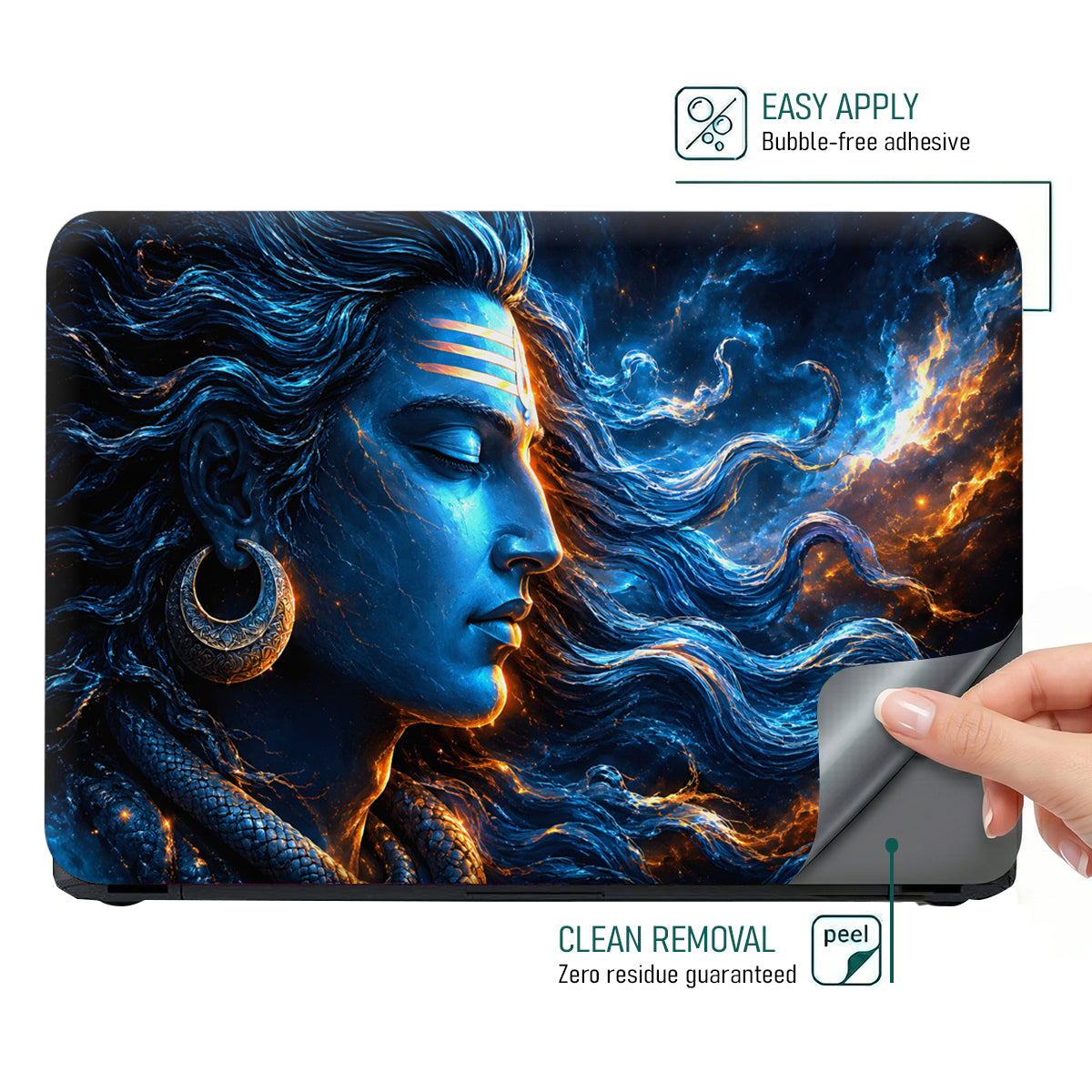 Shiva Blue Cosmic Profile Laptop Skin - View 4