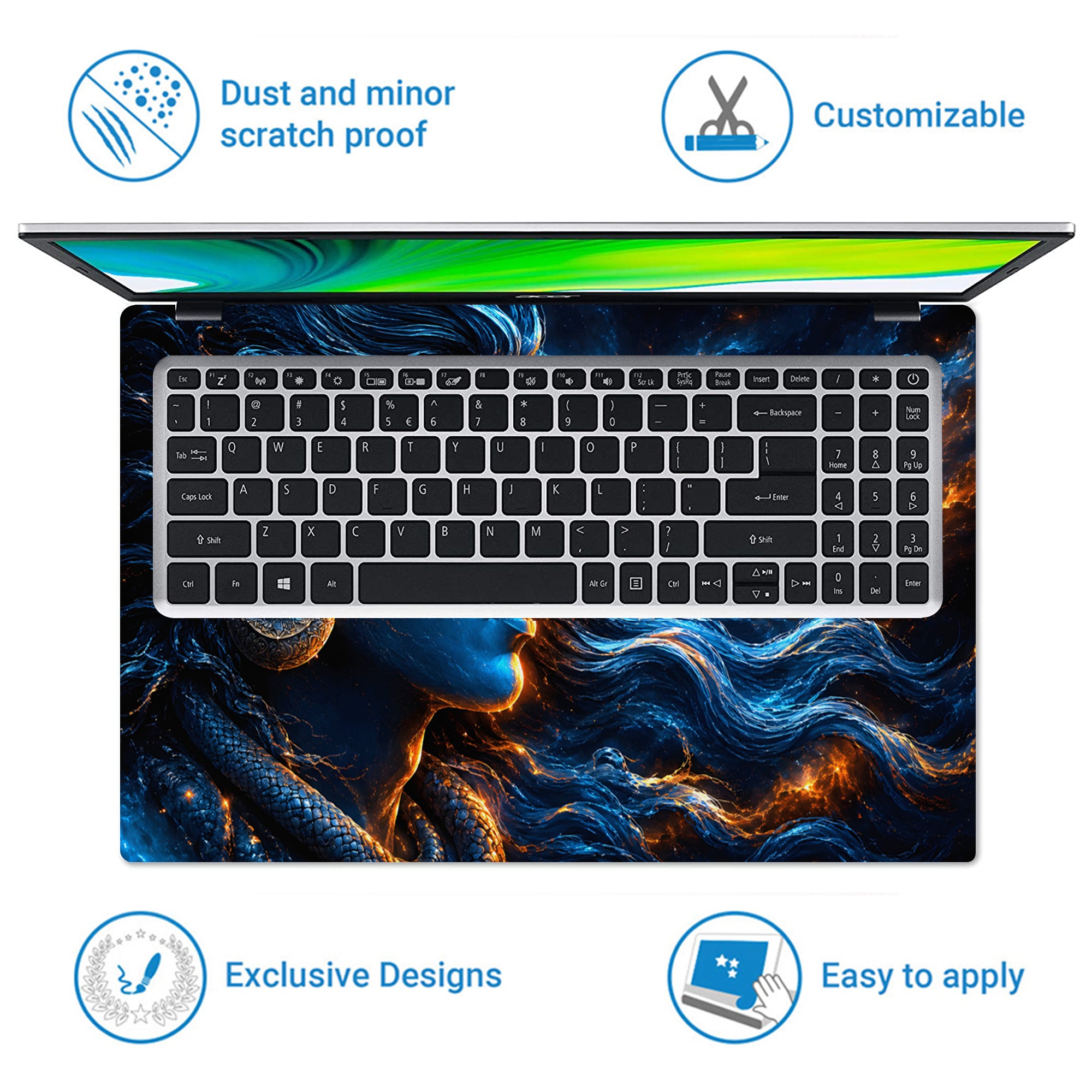 Shiva Blue Cosmic Profile Laptop Skin - View 5