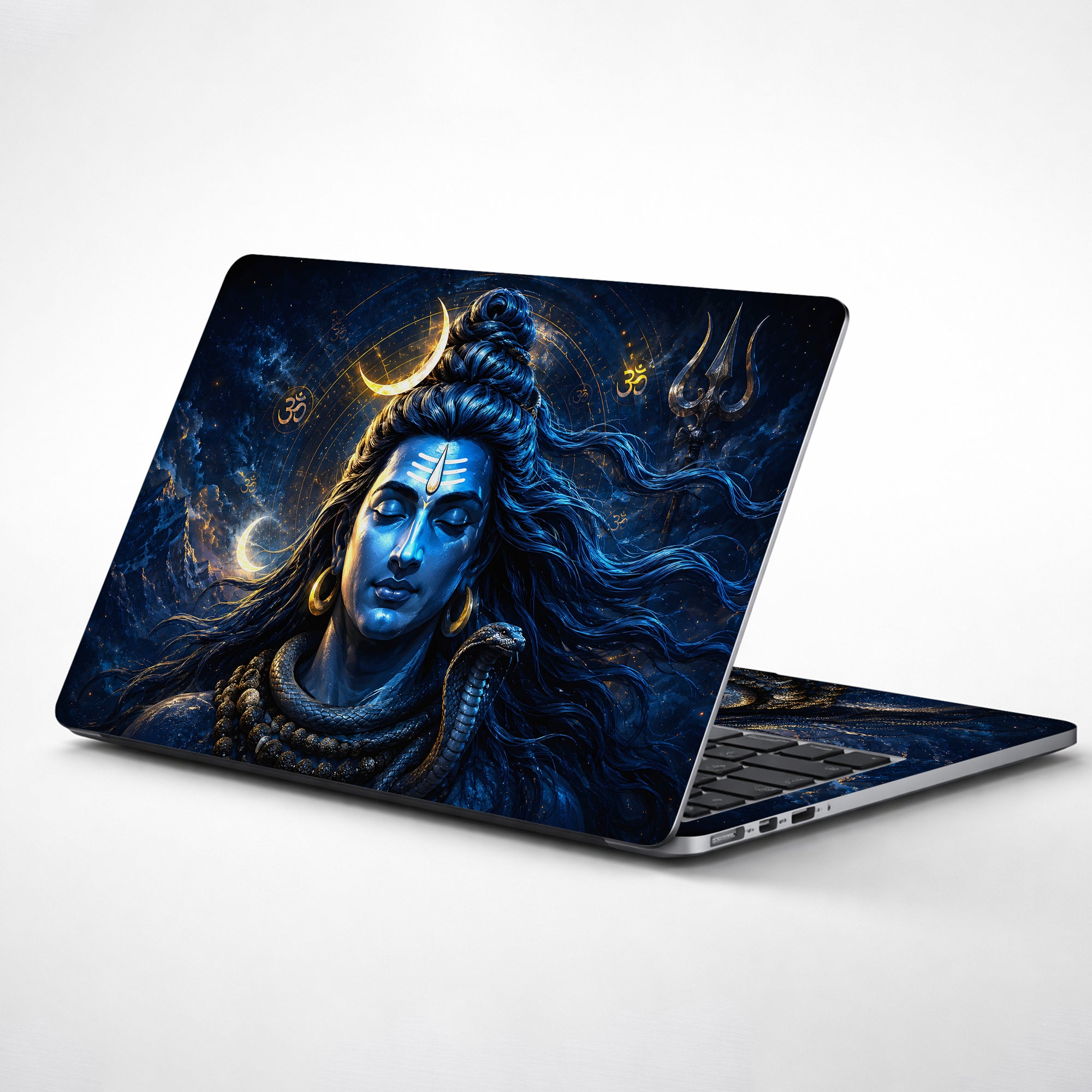 Shiva Blue Crescent Om Trident Laptop Skin - View 1