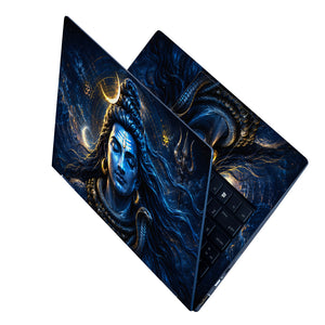 Shiva Blue Crescent Om Trident Laptop Skin - View 2