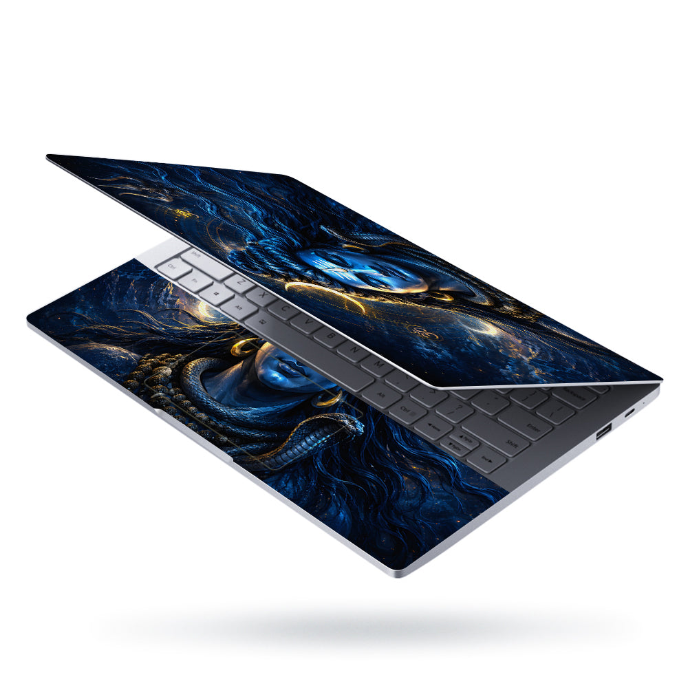 Shiva Blue Crescent Om Trident Laptop Skin - View 3