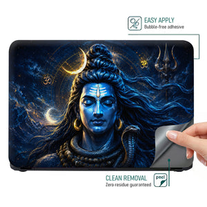 Shiva Blue Crescent Om Trident Laptop Skin - View 4