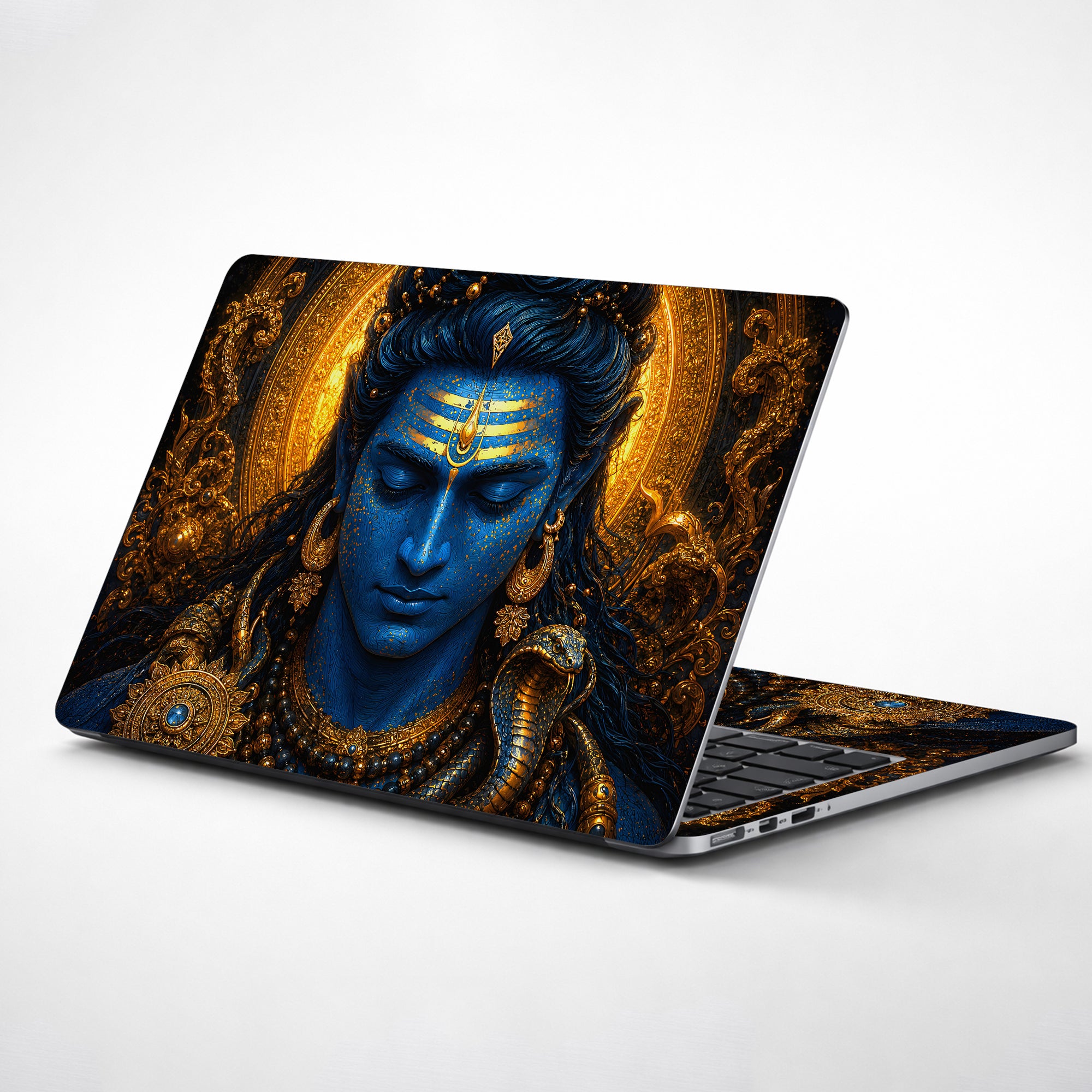 Shiva Blue Gold Cobra Mandala Laptop Skin - View 1