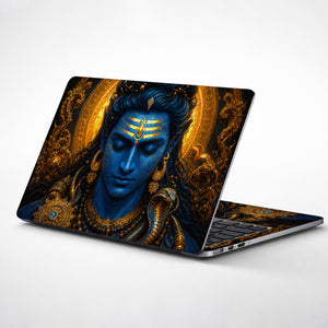 Shiva Blue Gold Cobra Mandala Laptop Skin - View 1