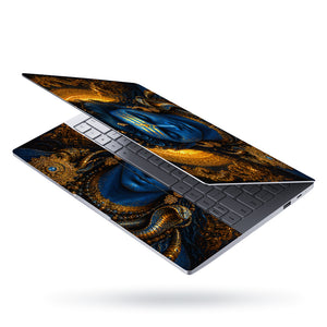 Shiva Blue Gold Cobra Mandala Laptop Skin - View 3