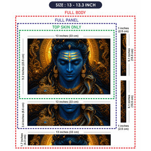 Shiva Blue Gold Cobra Mandala Laptop Skin - View 6