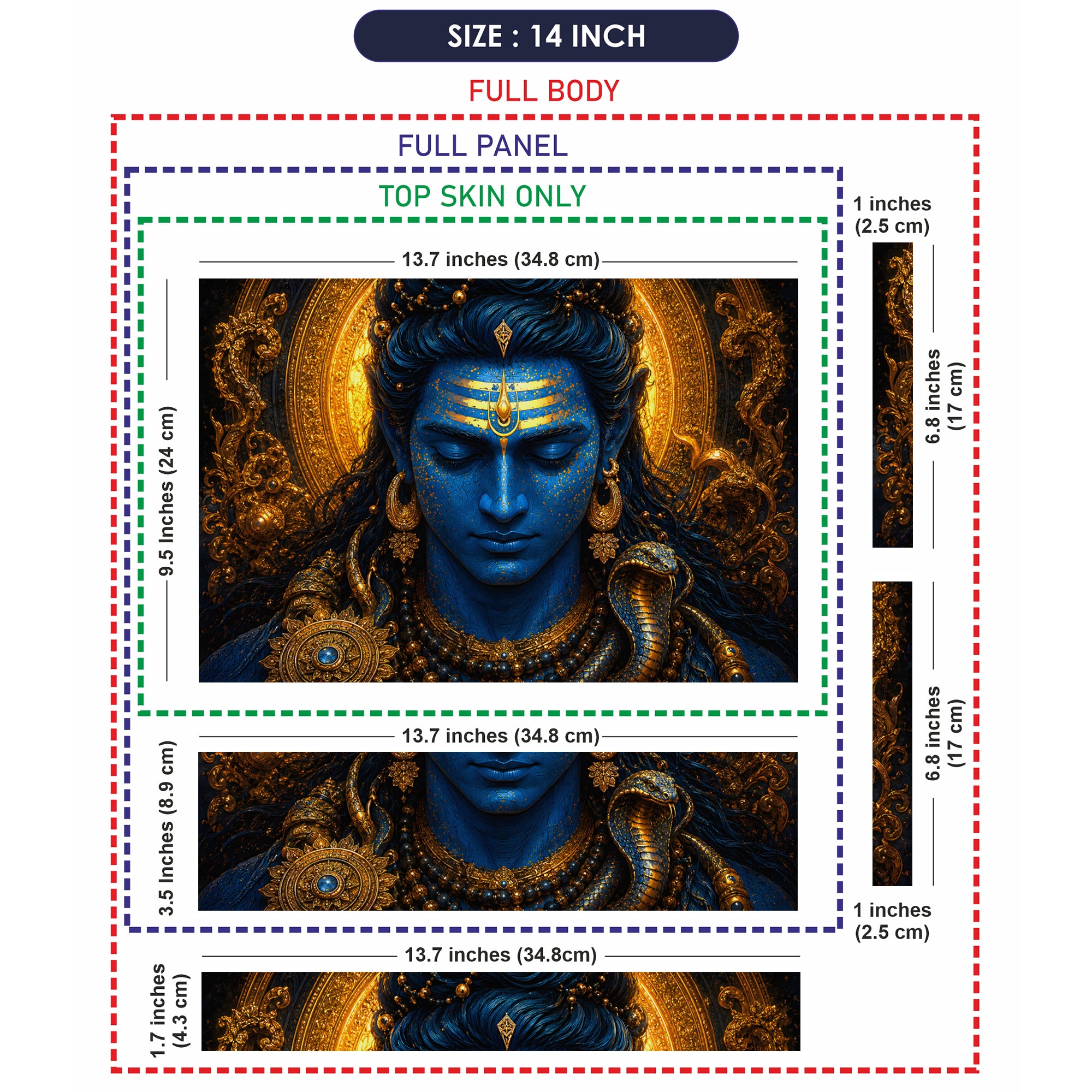 Shiva Blue Gold Cobra Mandala Laptop Skin - View 7
