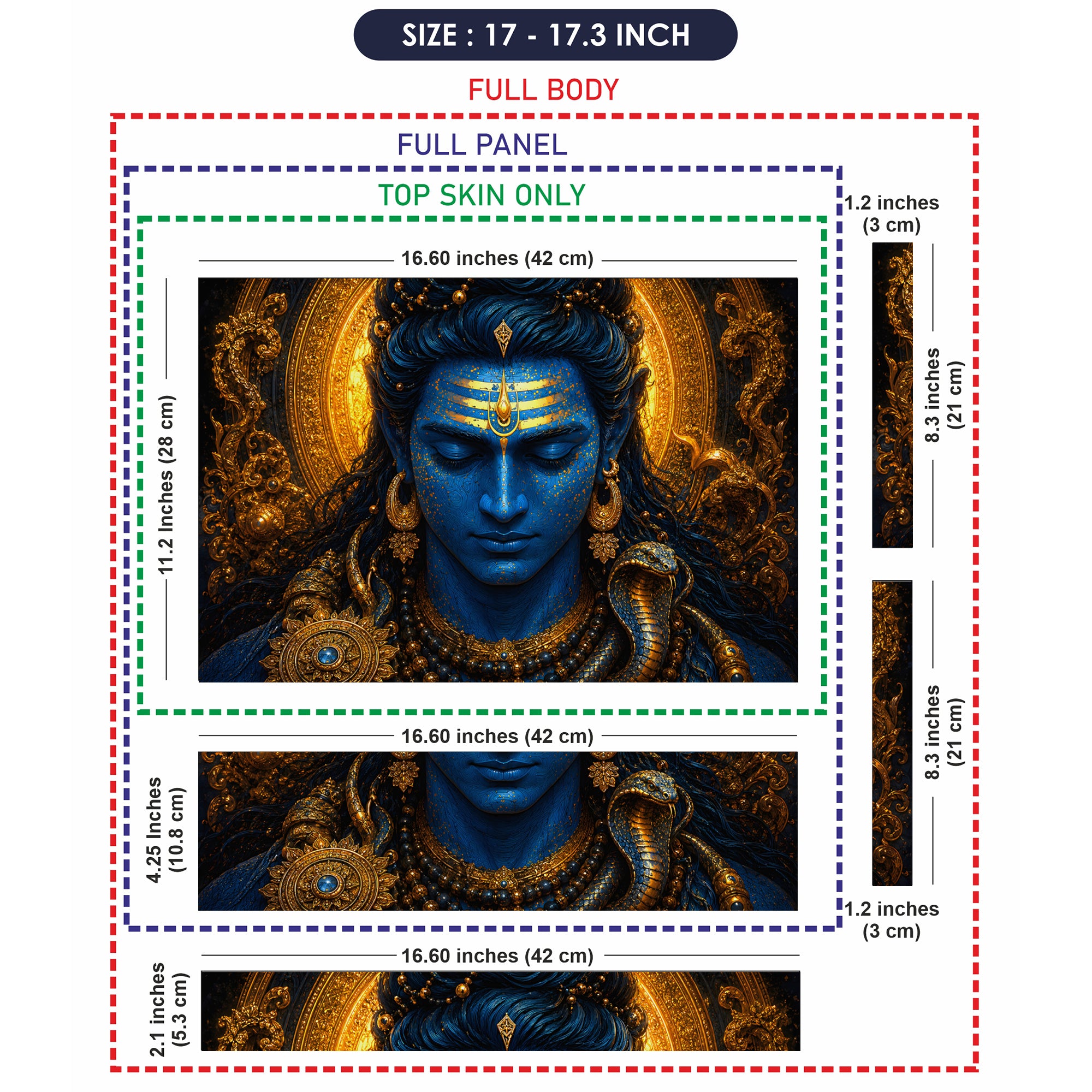 Shiva Blue Gold Cobra Mandala Laptop Skin - View 9