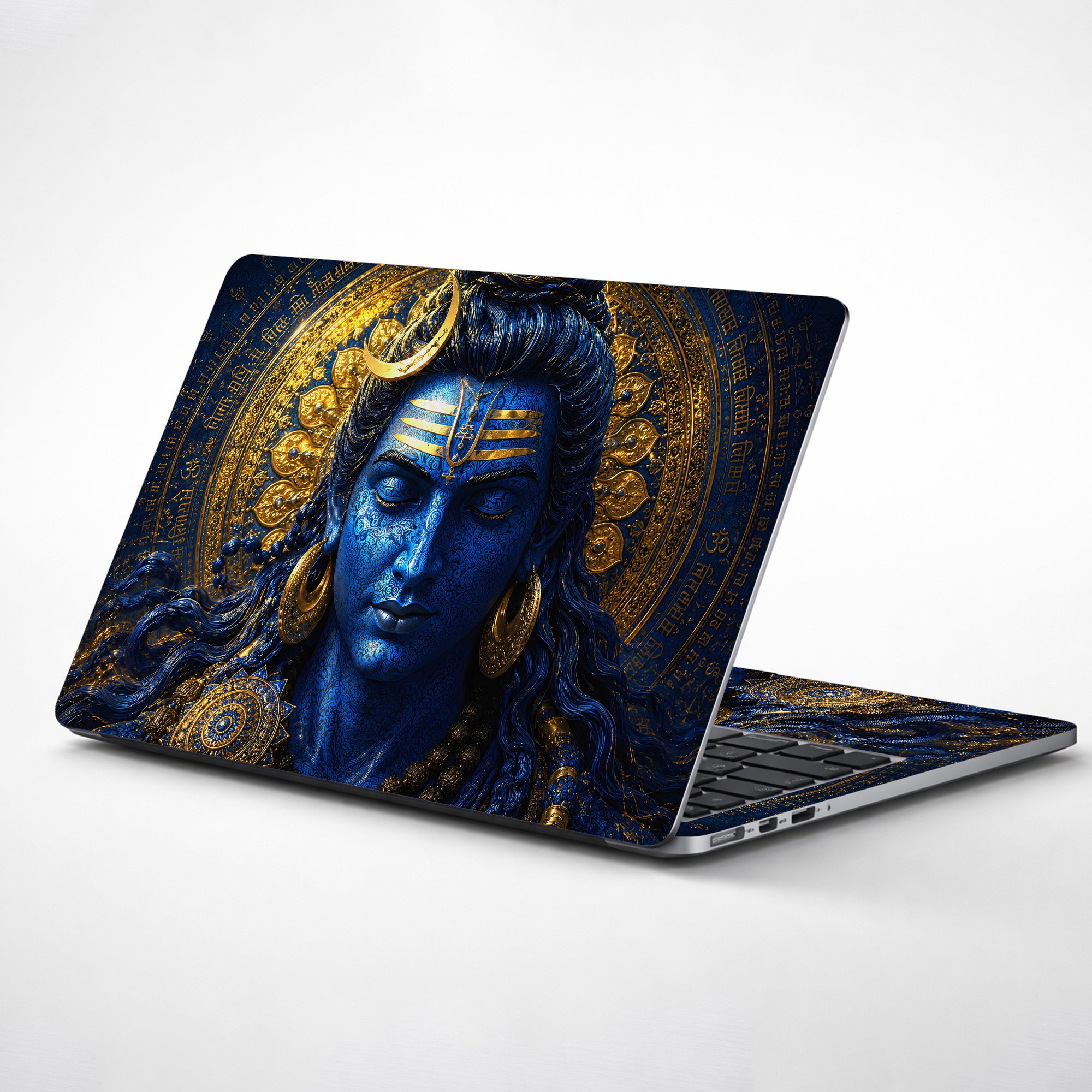 Shiva Blue Gold Mandala Laptop Skin - View 1