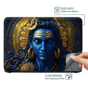 Shiva Blue Gold Mandala Laptop Skin - View 4