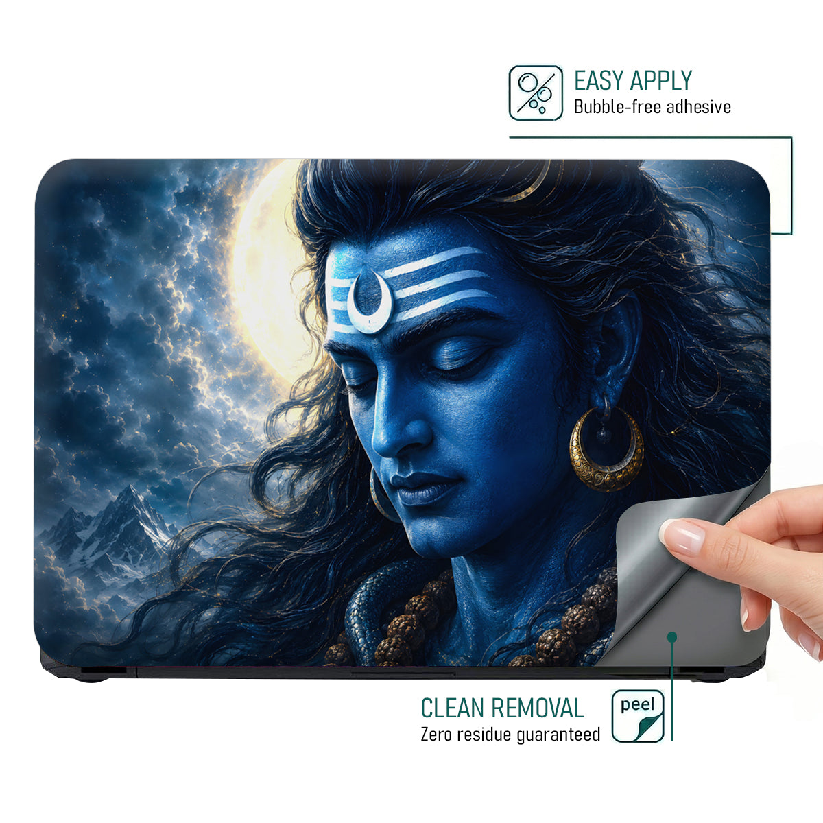Shiva Blue Moon Side Laptop Skin - View 4