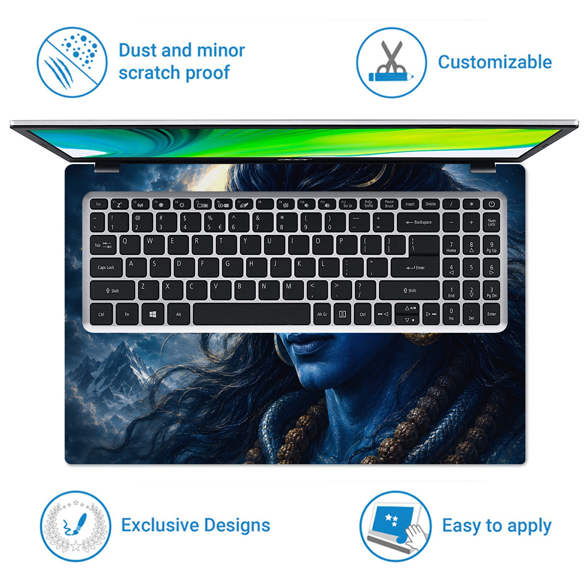 Shiva Blue Moon Side Laptop Skin - View 5