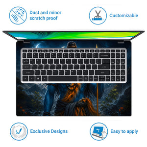 Shiva Blue Orange Trident Moon Laptop Skin - View 5
