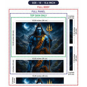 Shiva Blue Orange Trident Moon Laptop Skin - View 8