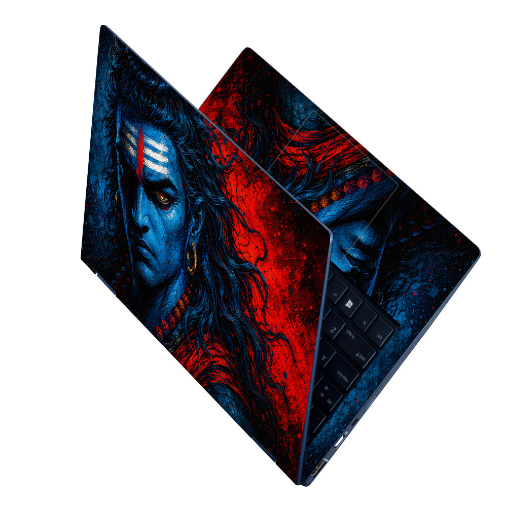 Shiva Blue Red Splatter Laptop Skin - View 2