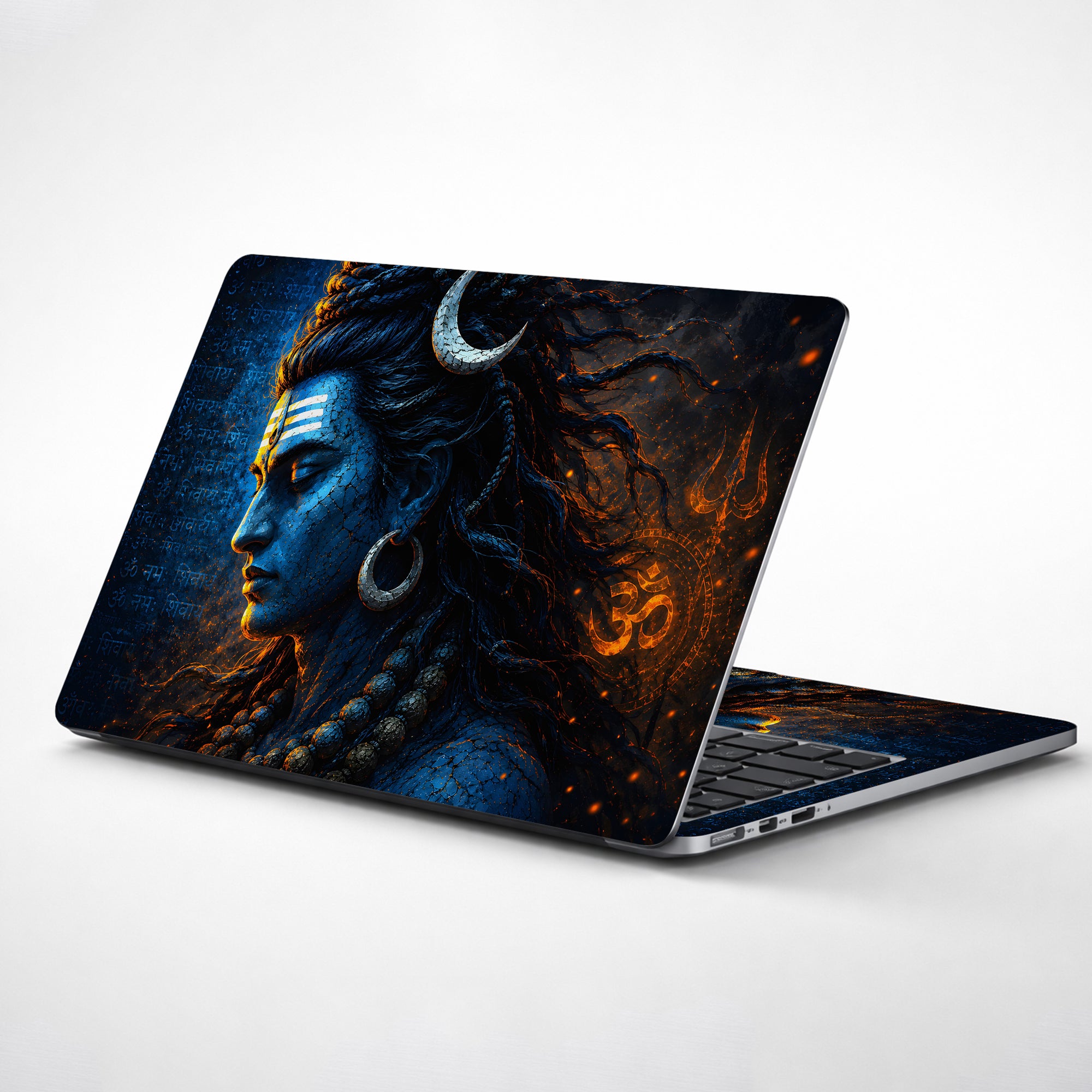 Shiva Blue Side Crescent Hindi Laptop Skin - View 1