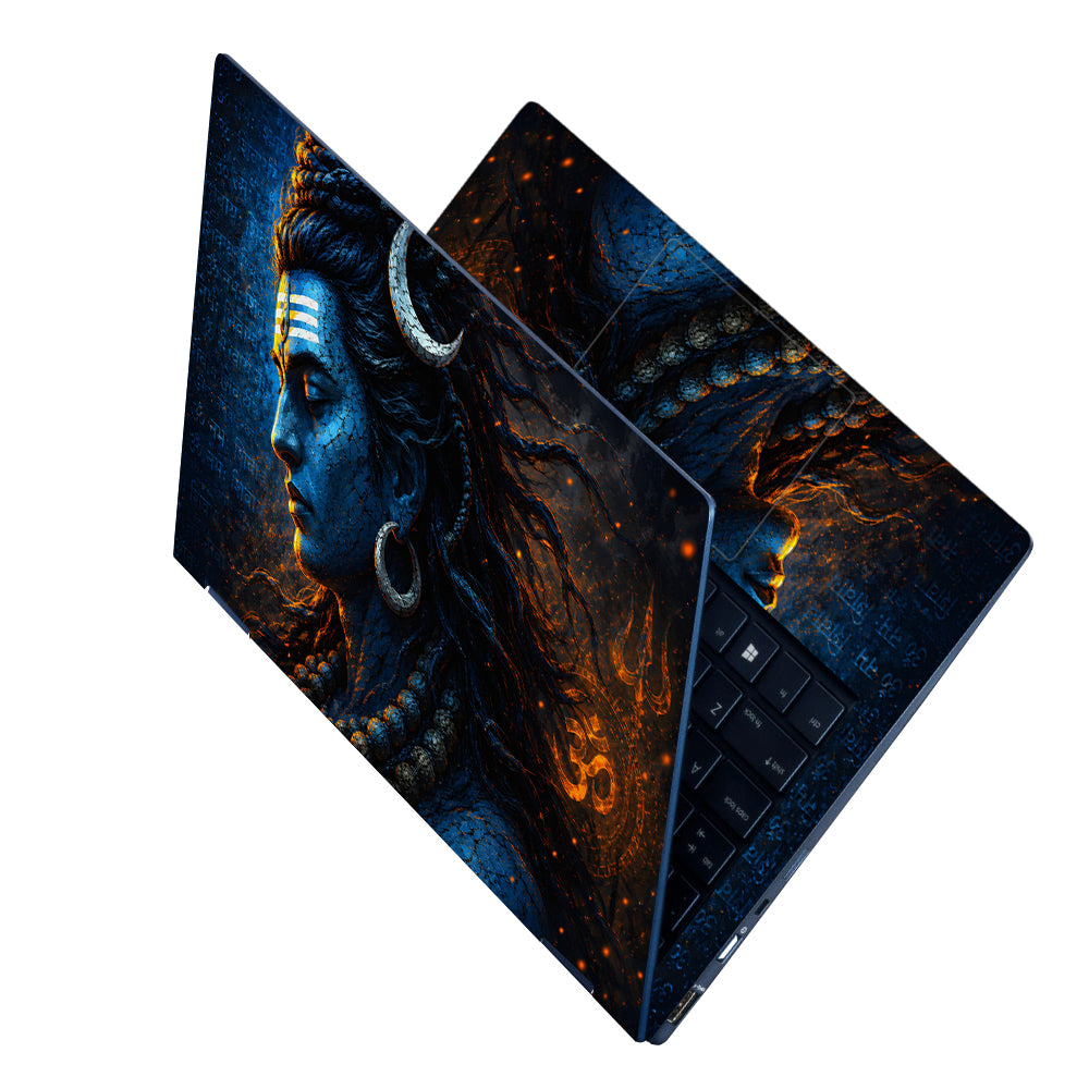 Shiva Blue Side Crescent Hindi Laptop Skin - View 2