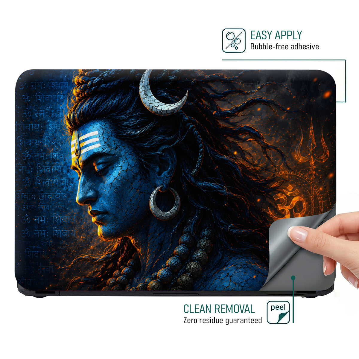 Shiva Blue Side Crescent Hindi Laptop Skin - View 4