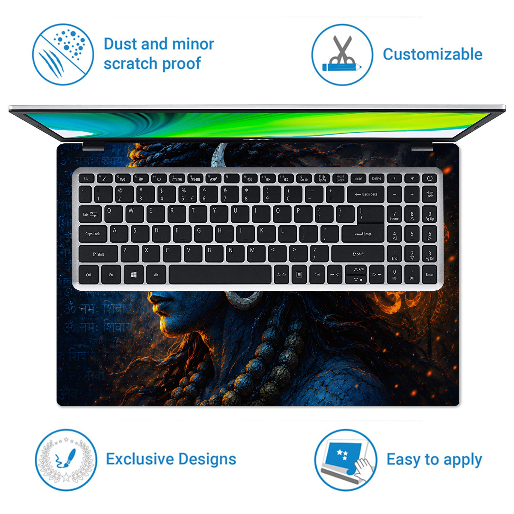 Shiva Blue Side Crescent Hindi Laptop Skin - View 5