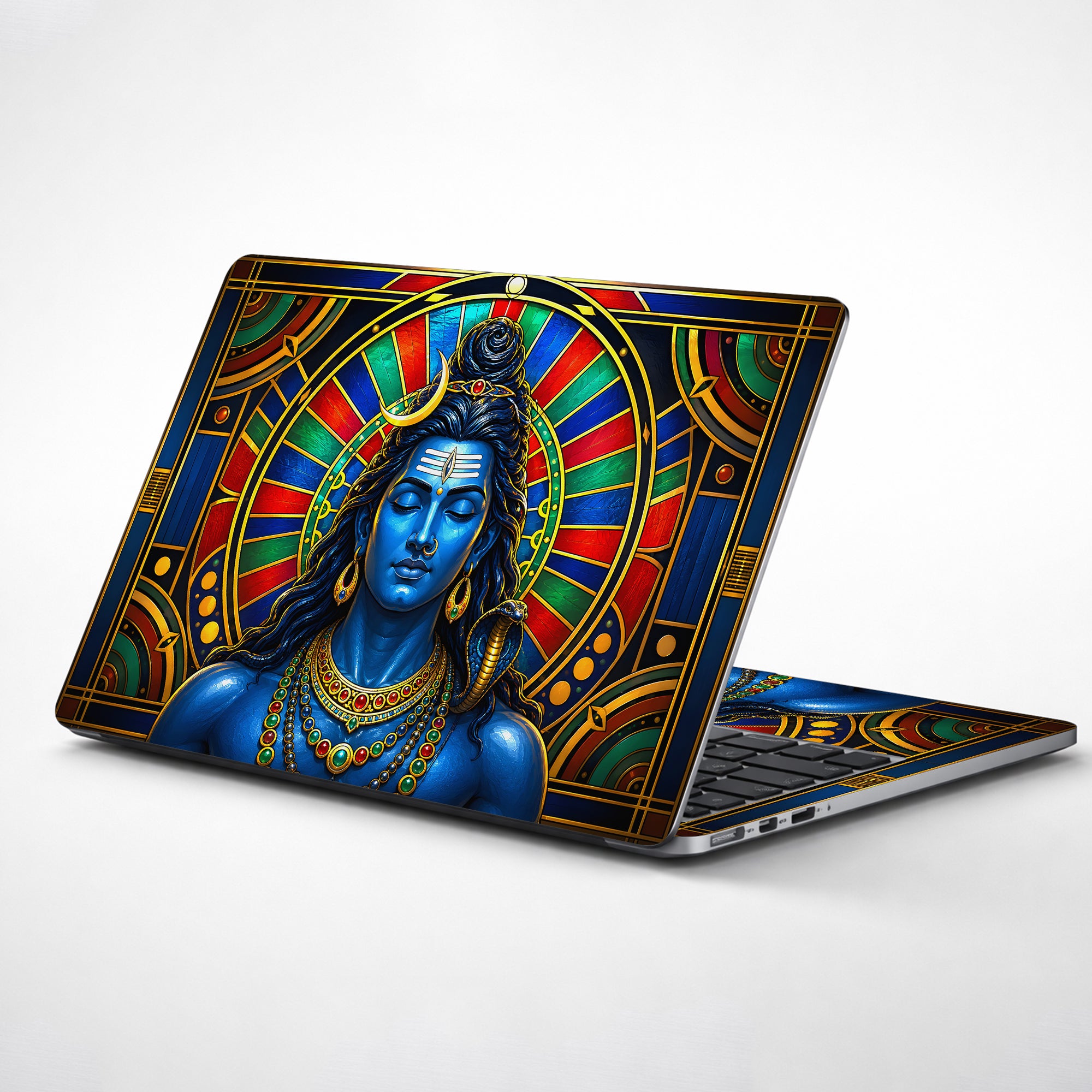 Shiva Blue Stained Glass Disc Laptop Skin - View 1