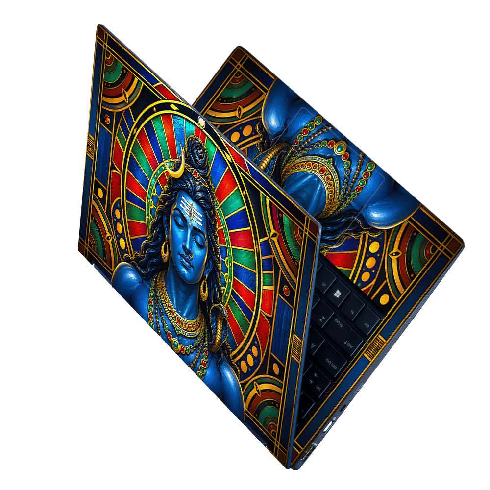 Shiva Blue Stained Glass Disc Laptop Skin - View 2
