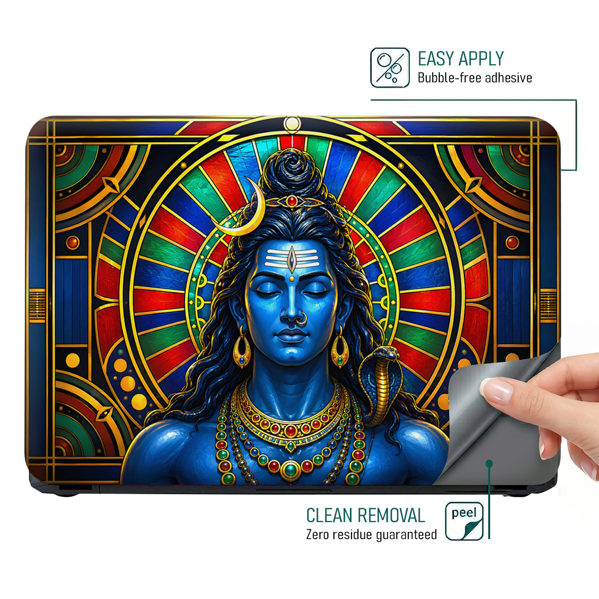 Shiva Blue Stained Glass Disc Laptop Skin - View 4