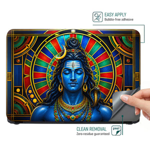 Shiva Blue Stained Glass Disc Laptop Skin - View 4