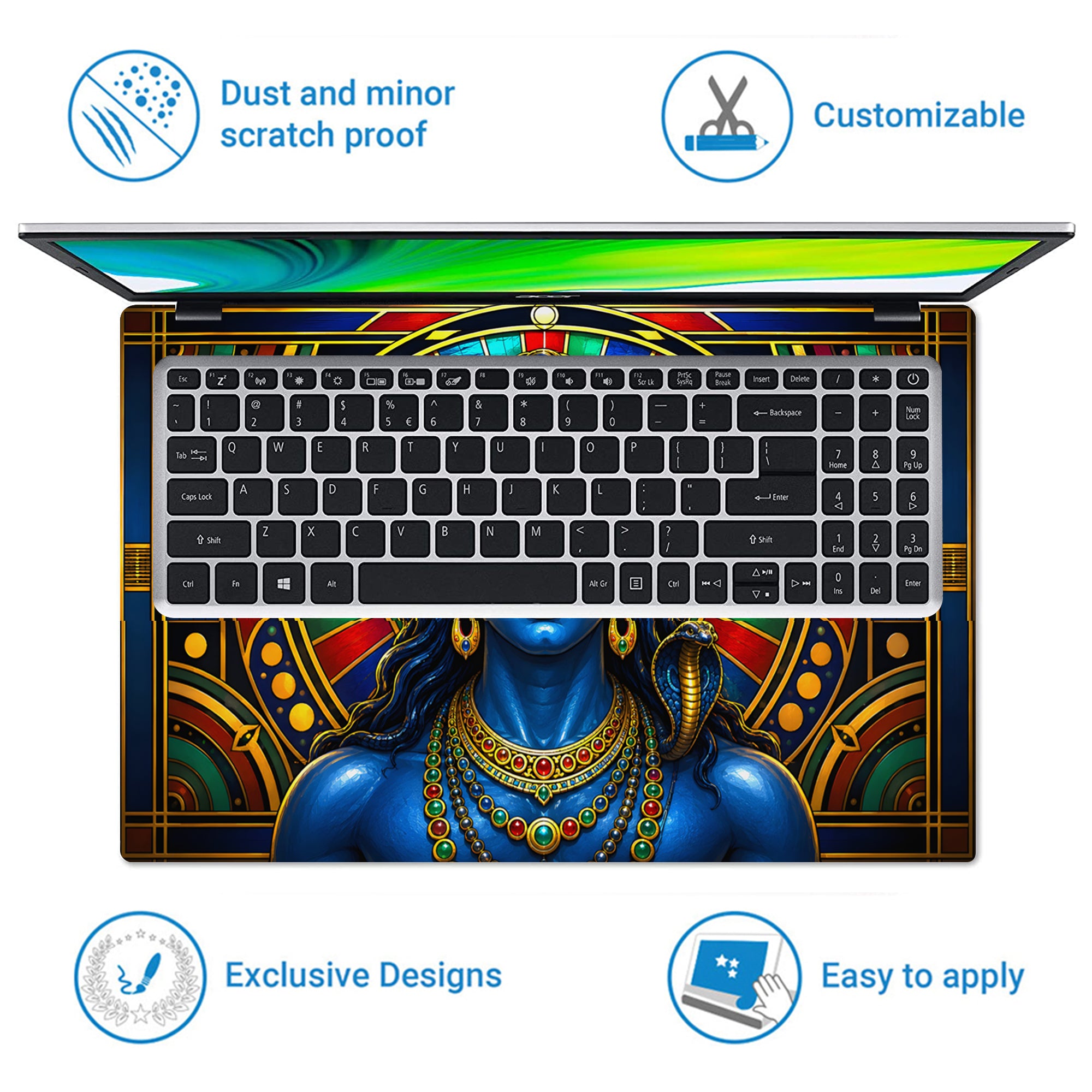 Shiva Blue Stained Glass Disc Laptop Skin - View 5