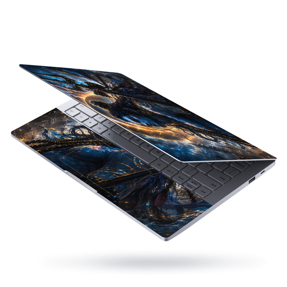 Shiva Blue Trident Swirl Halo Laptop Skin - View 3