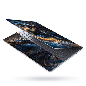 Shiva Blue Trident Swirl Halo Laptop Skin - View 3
