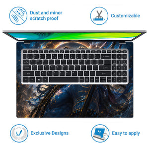 Shiva Blue Trident Swirl Halo Laptop Skin - View 5