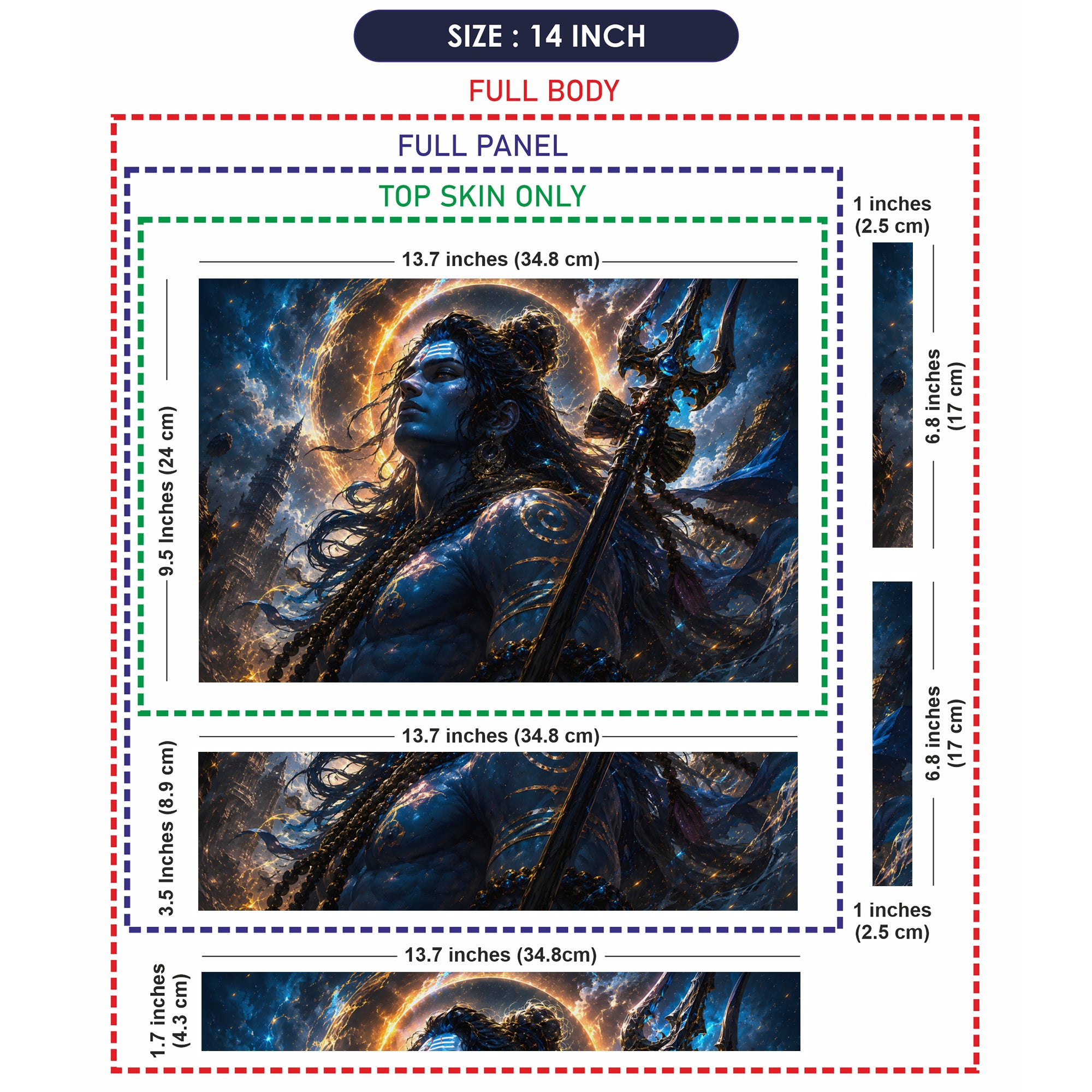 Shiva Blue Trident Swirl Halo Laptop Skin - View 7