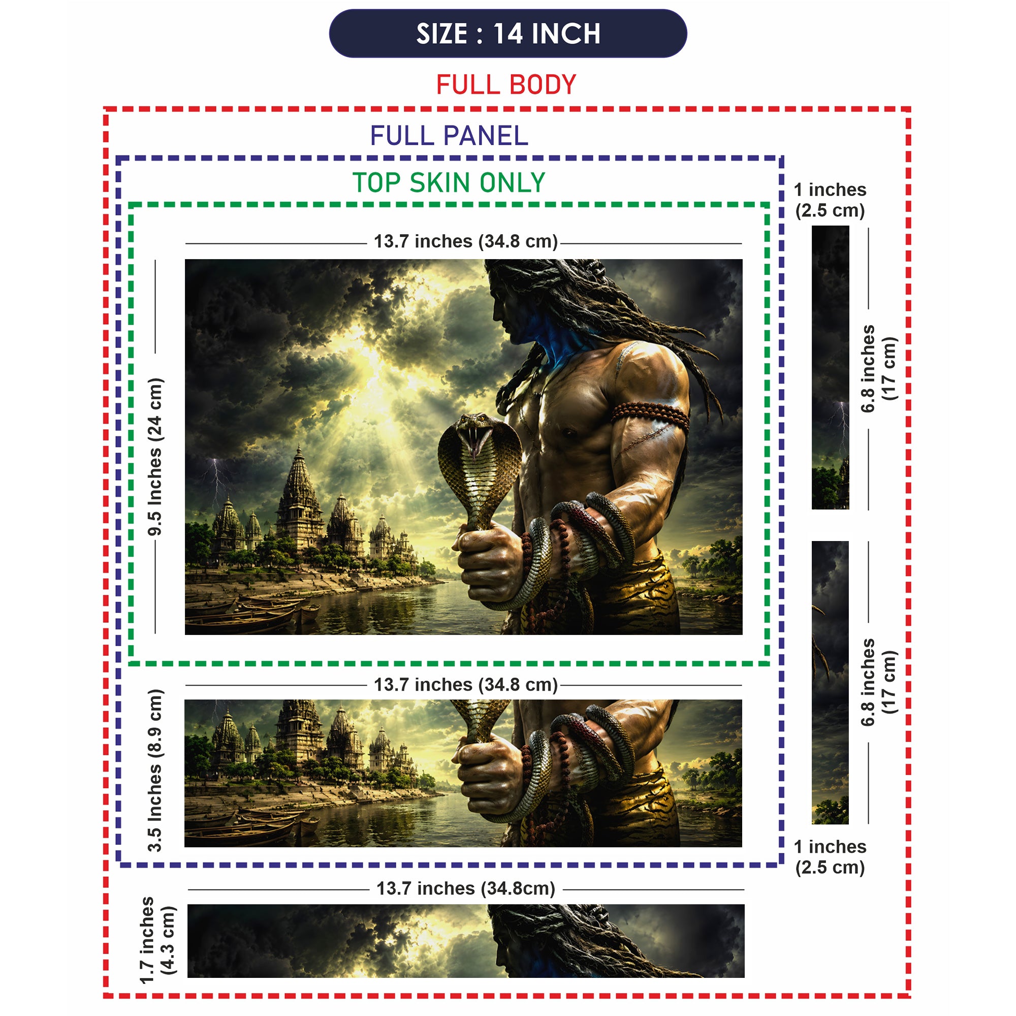 Shiva Cobra Temple River Sunbeam Laptop Skin - View 7