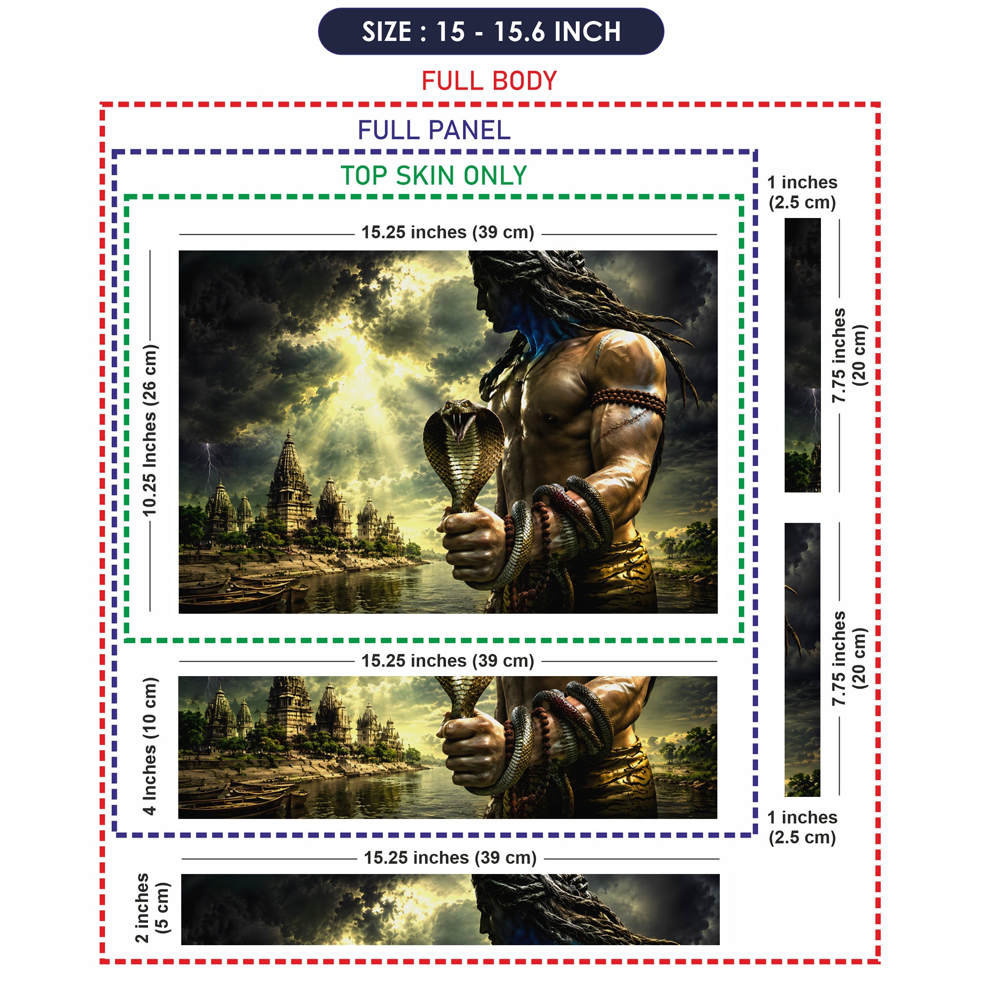 Shiva Cobra Temple River Sunbeam Laptop Skin - View 8