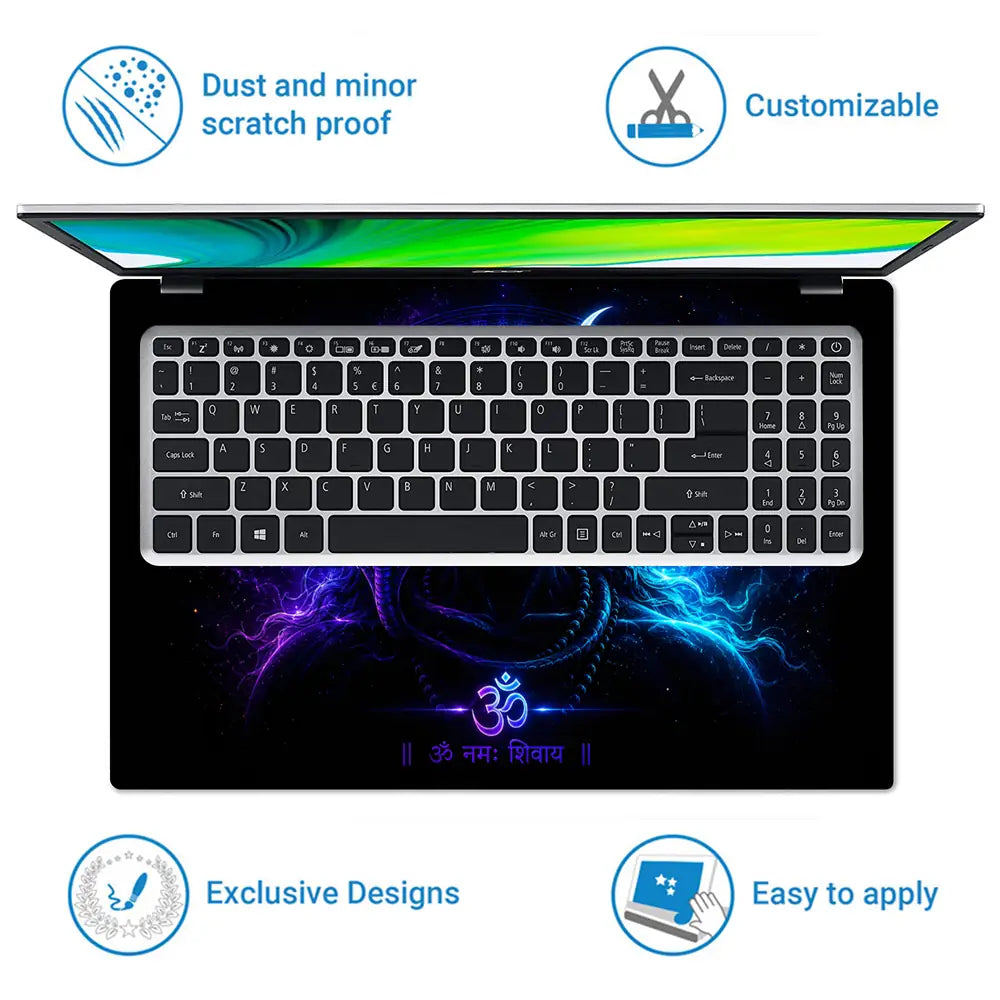 Shiva Cosmic Blue Laptop Skin - View 5