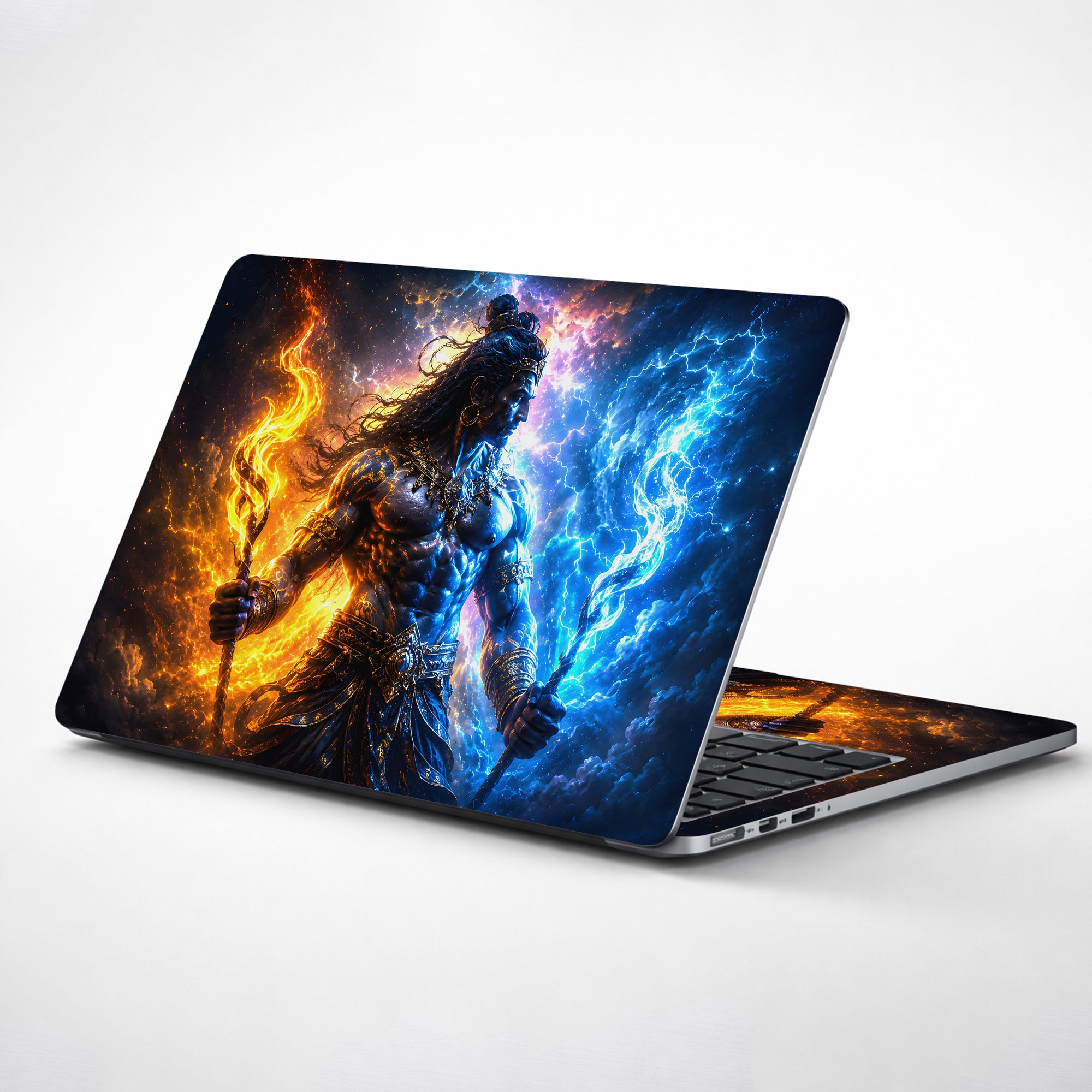 Shiva Fire and Ice Elemental Warrior Laptop Skin - View 1