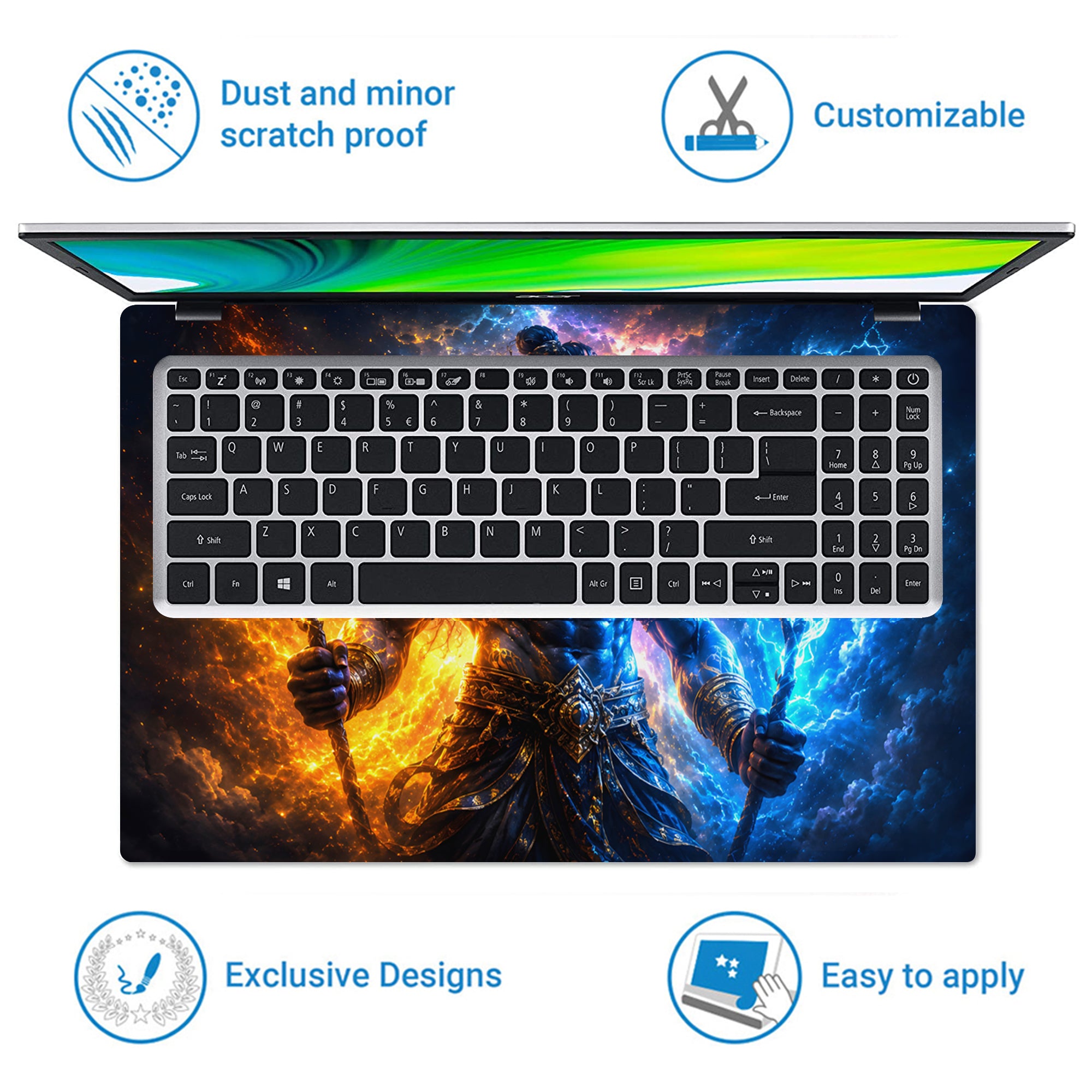 Shiva Fire and Ice Elemental Warrior Laptop Skin - View 5