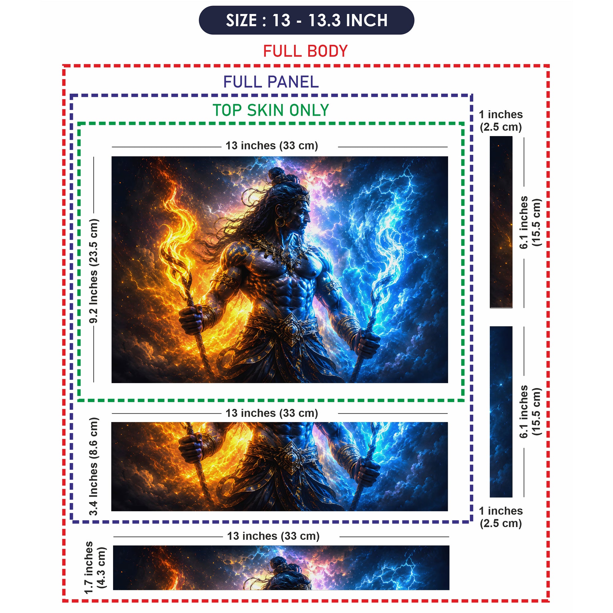 Shiva Fire and Ice Elemental Warrior Laptop Skin - View 6