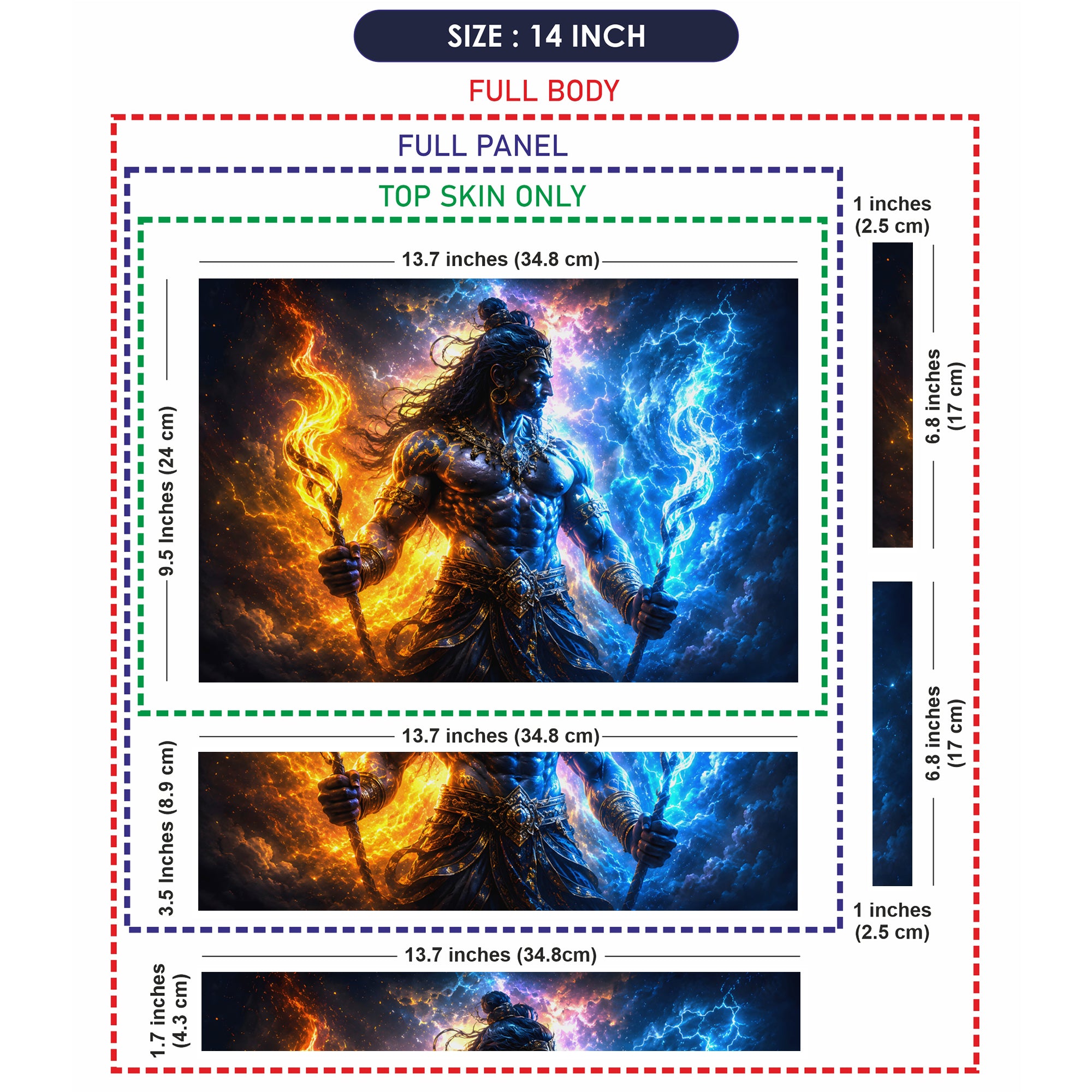 Shiva Fire and Ice Elemental Warrior Laptop Skin - View 7