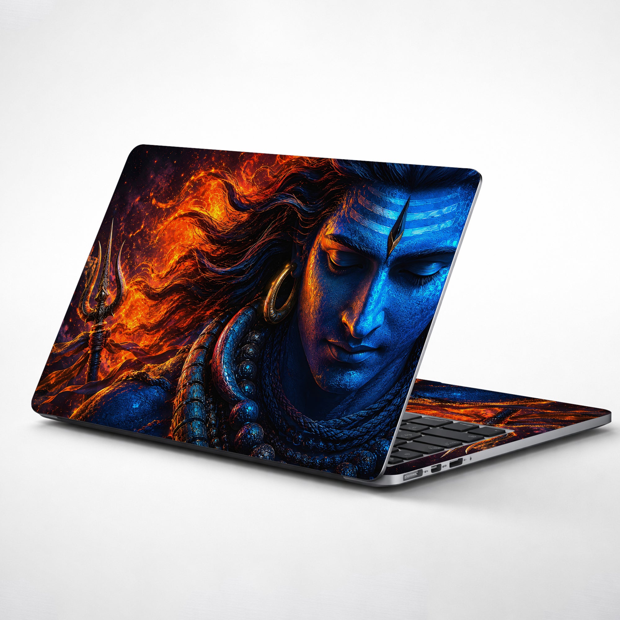 Shiva Fire Blue Side Hair Laptop Skin - View 1