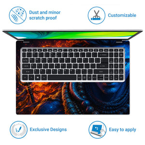 Shiva Fire Blue Side Hair Laptop Skin - View 5
