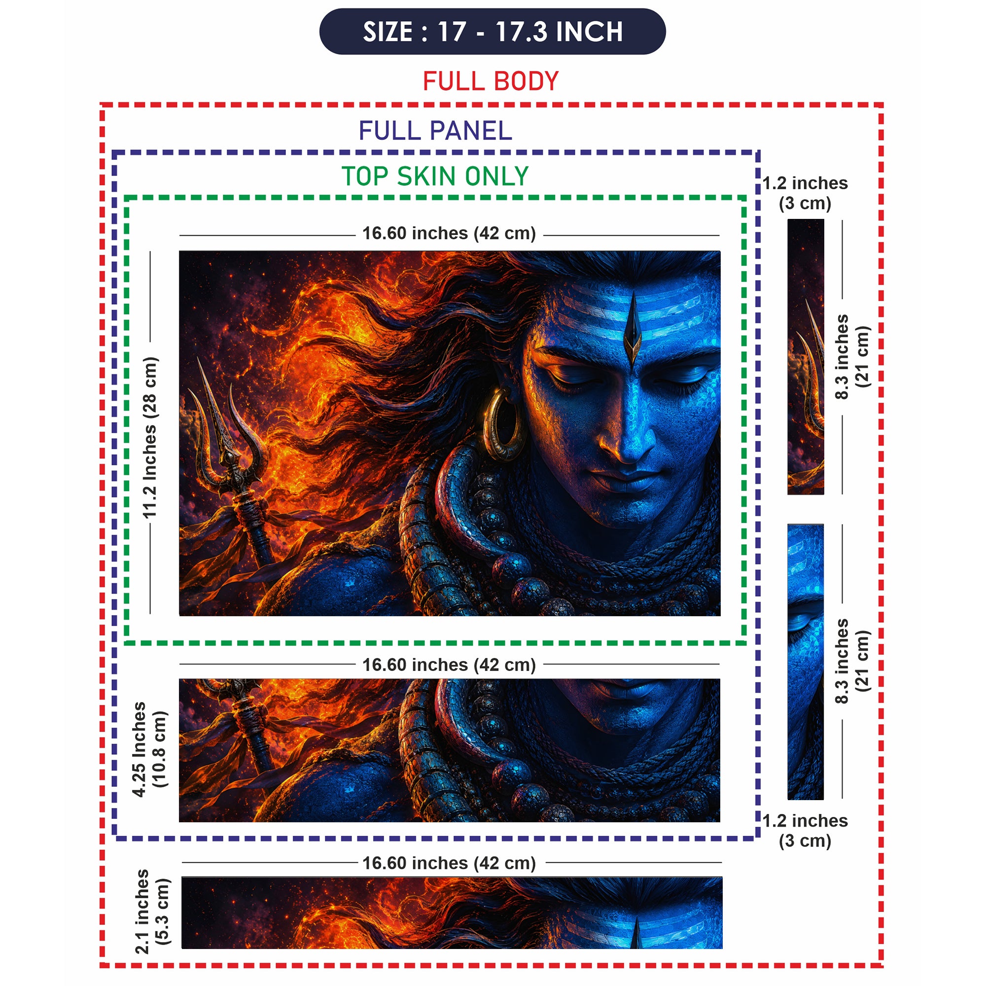 Shiva Fire Blue Side Hair Laptop Skin - View 9