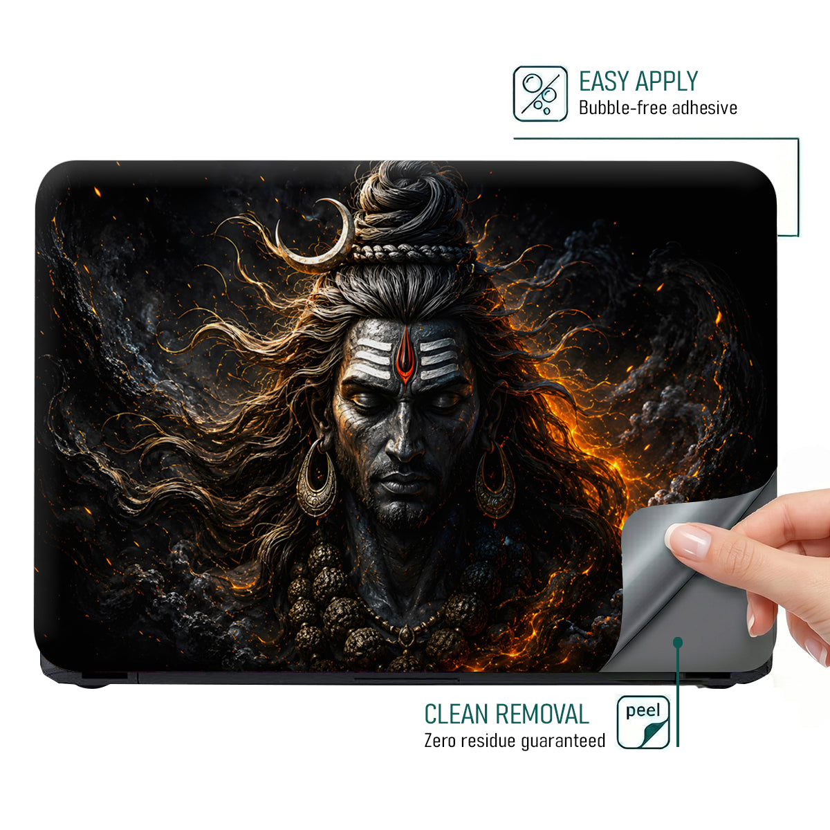 Shiva Fire Embers Front Laptop Skin - View 4
