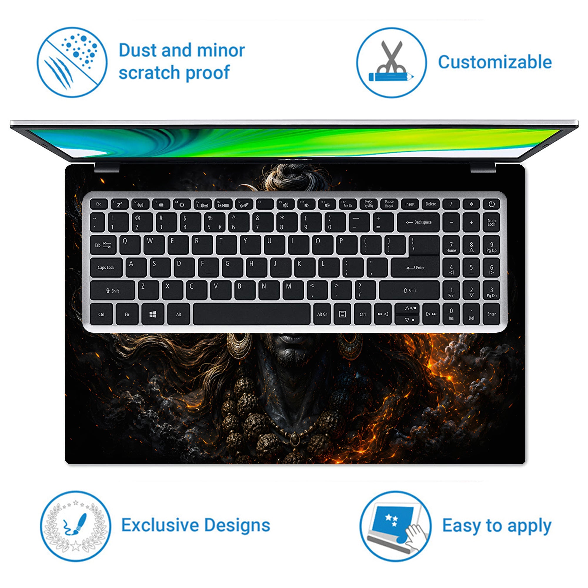 Shiva Fire Embers Front Laptop Skin - View 5
