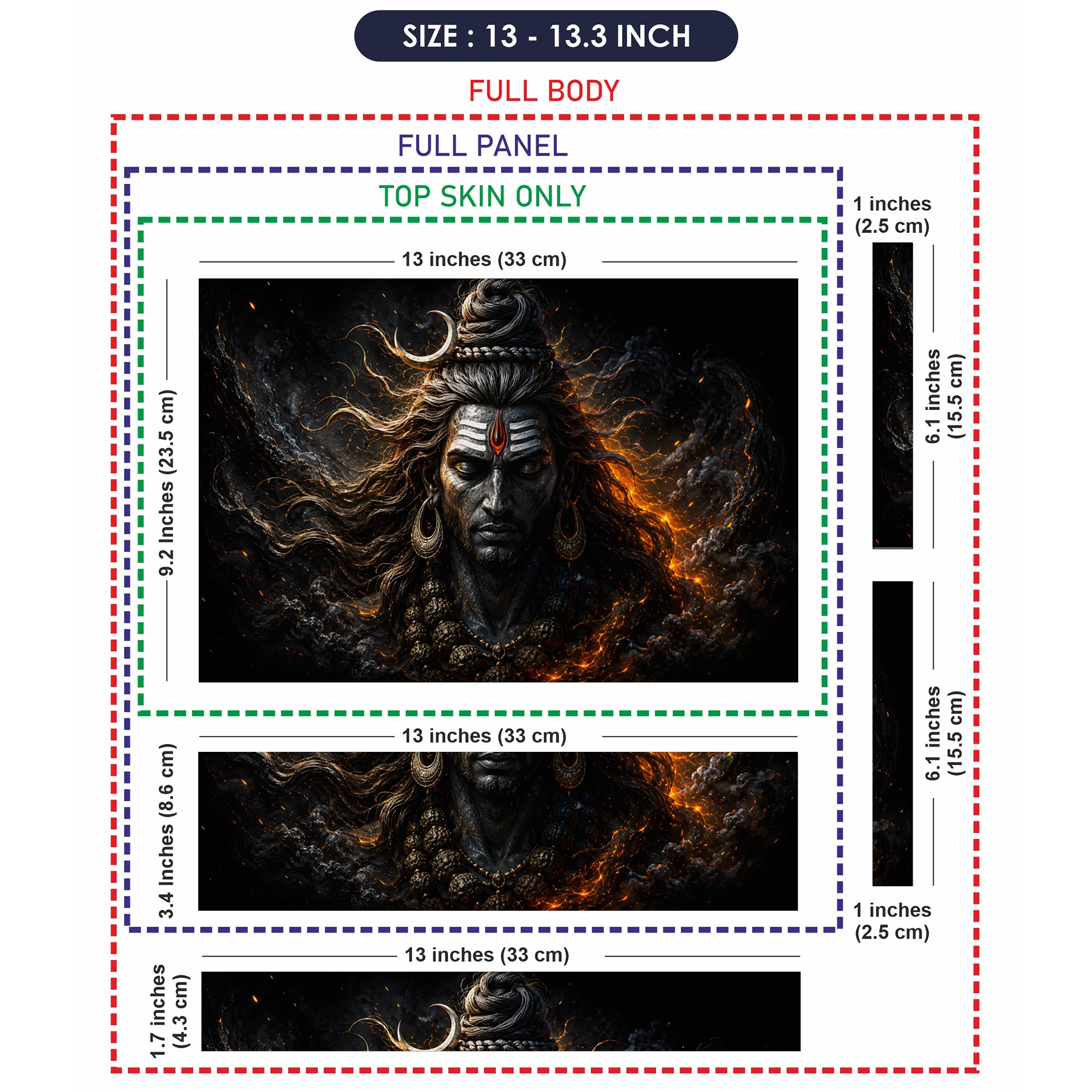 Shiva Fire Embers Front Laptop Skin - View 6