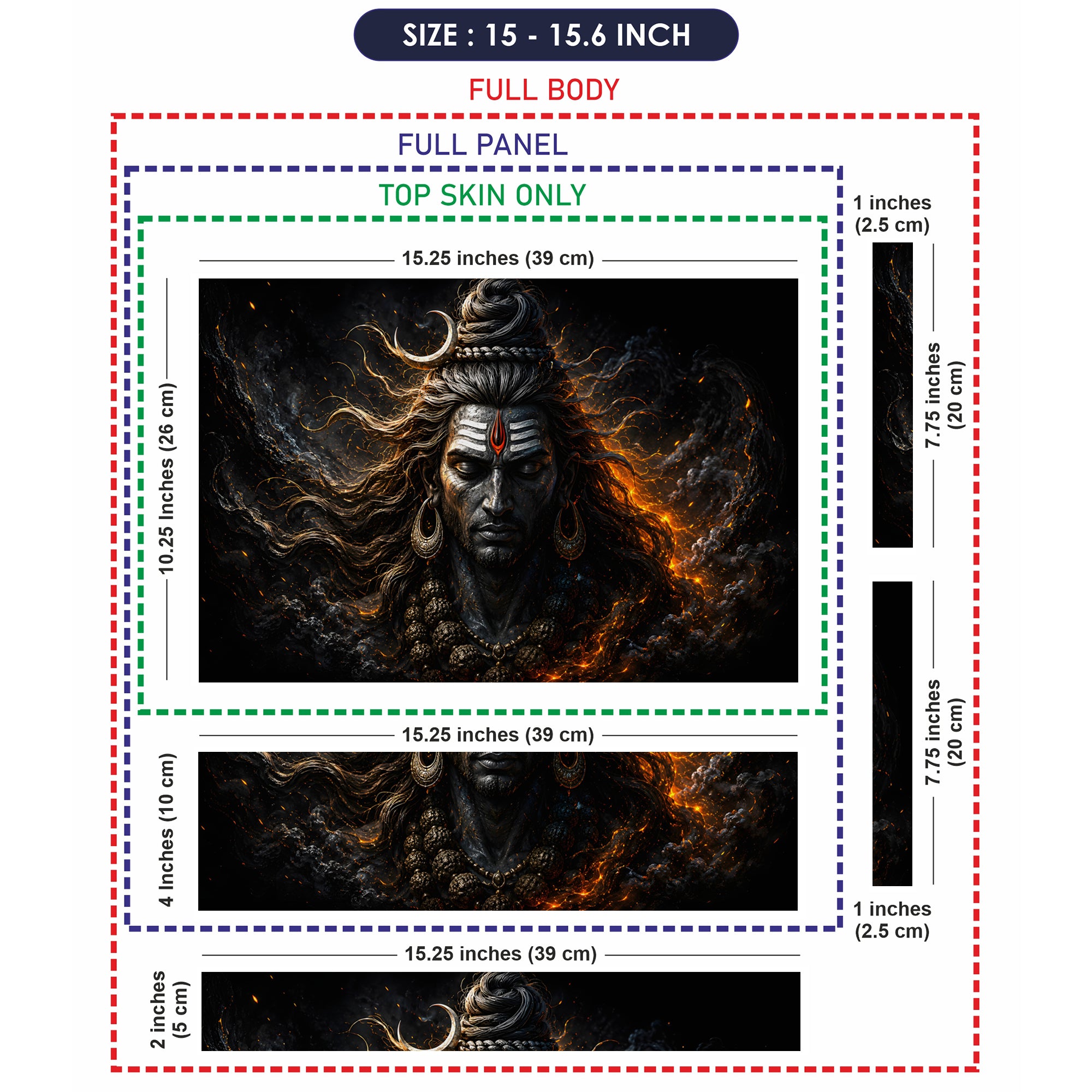 Shiva Fire Embers Front Laptop Skin - View 8