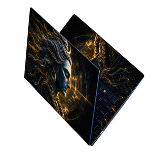 Shiva Grey Profile Gold Cosmic Laptop Skin - View 2