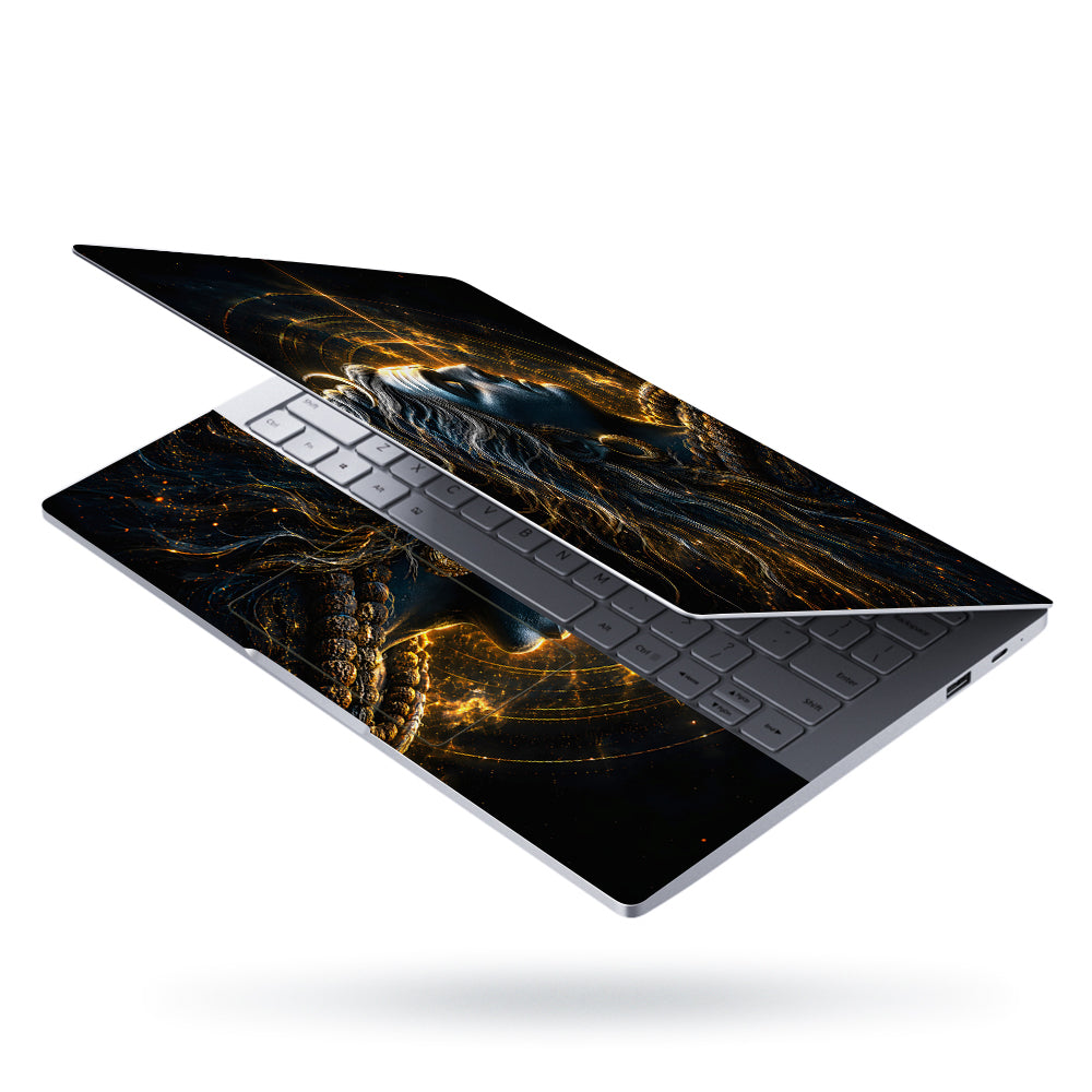 Shiva Grey Profile Gold Cosmic Laptop Skin - View 3