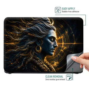 Shiva Grey Profile Gold Cosmic Laptop Skin - View 4